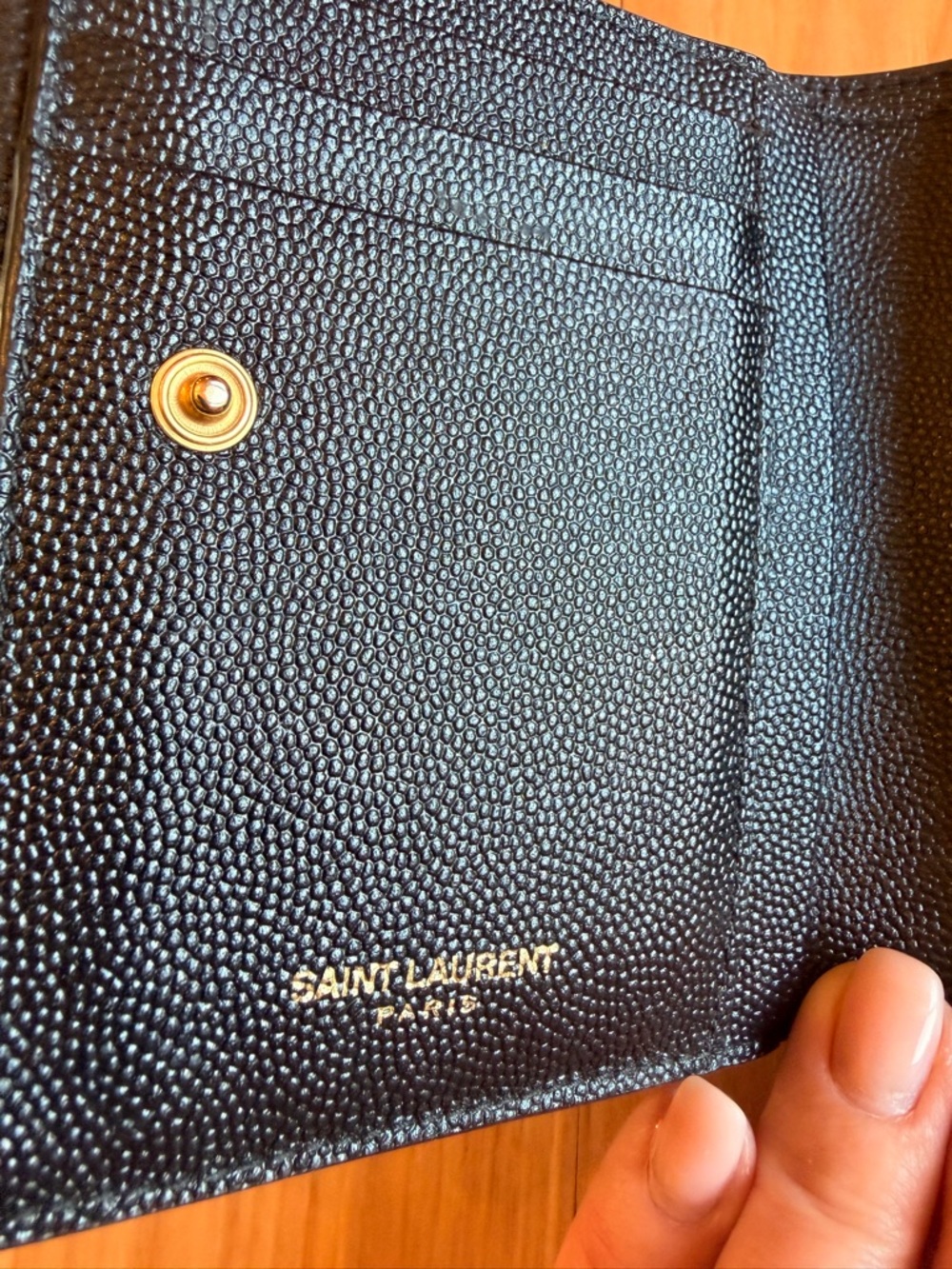 Saint Laurent UpTown Compact Wallet Black Grain Leather w/ Gold Hardware $630 - Picture 7 of 16